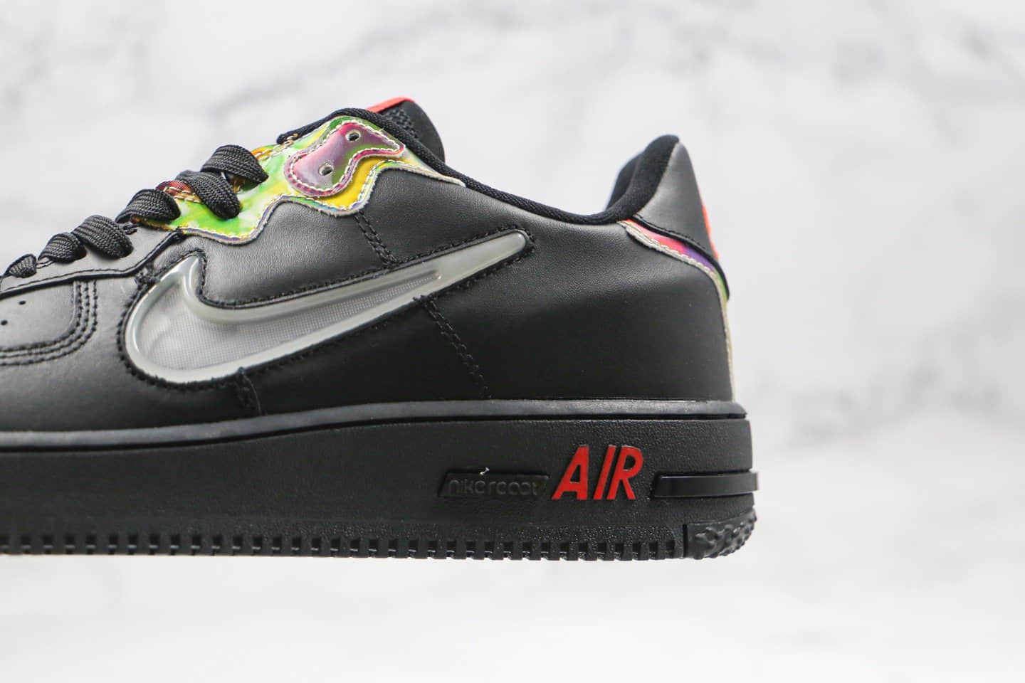 耐克Nike Air Force 1 React纯原版本低帮空军一号透明勾黑幻彩渐变板鞋原鞋开模一比一打造 货号：CN9838-001