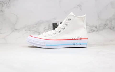 匡威Converse Chuck 70 x Konw Wave联名款公司级版本高帮白红蓝色帆布鞋原盒原标原楦头纸板打造 货号：161379C