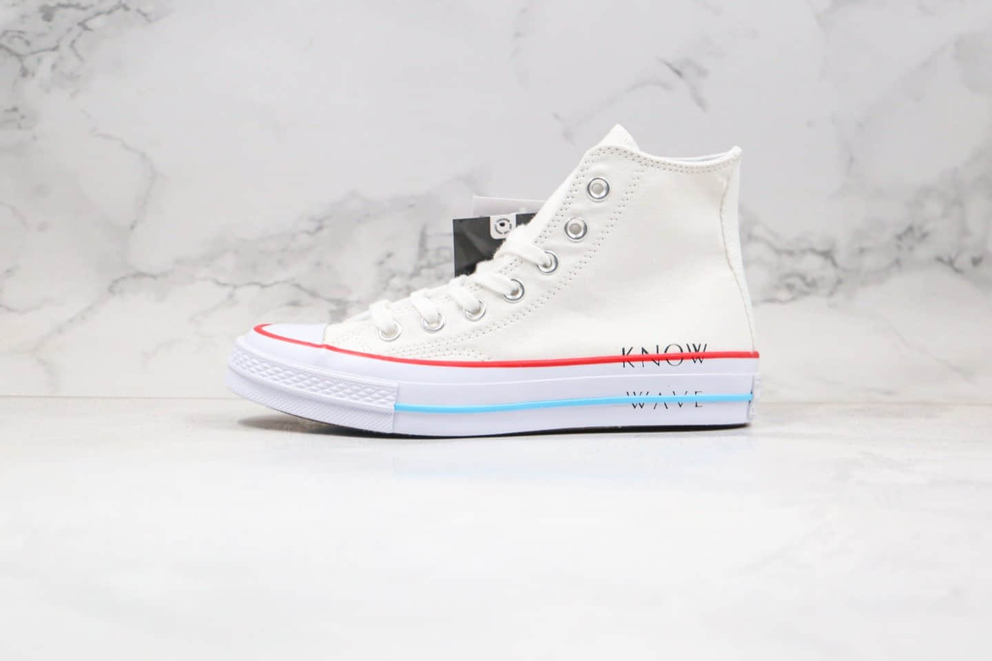 匡威Converse Chuck 70 x Konw Wave联名款公司级版本高帮白红蓝色帆布鞋原盒原标原楦头纸板打造 货号：161379C