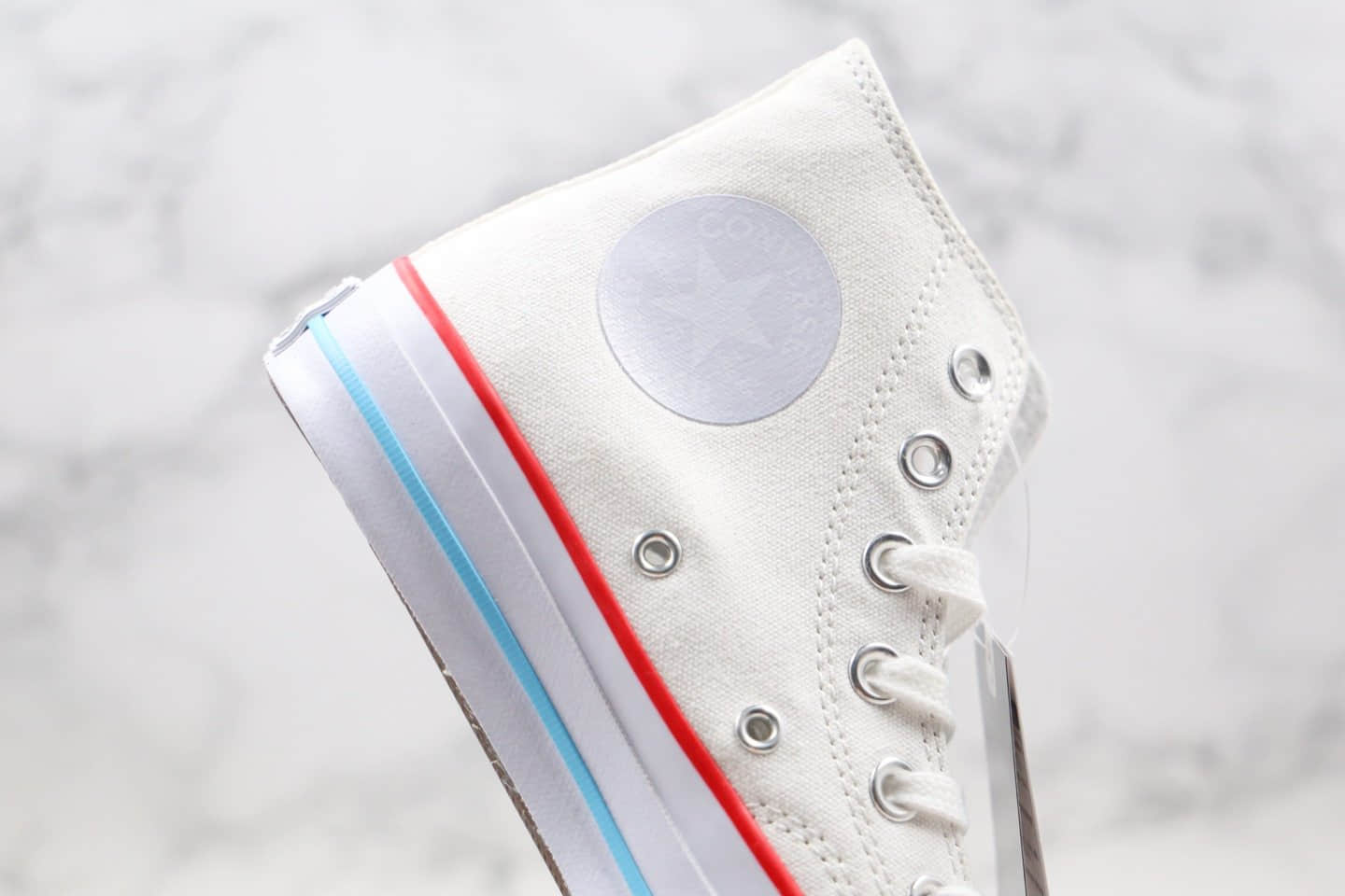 匡威Converse Chuck 70 x Konw Wave联名款公司级版本高帮白红蓝色帆布鞋原盒原标原楦头纸板打造 货号：161379C