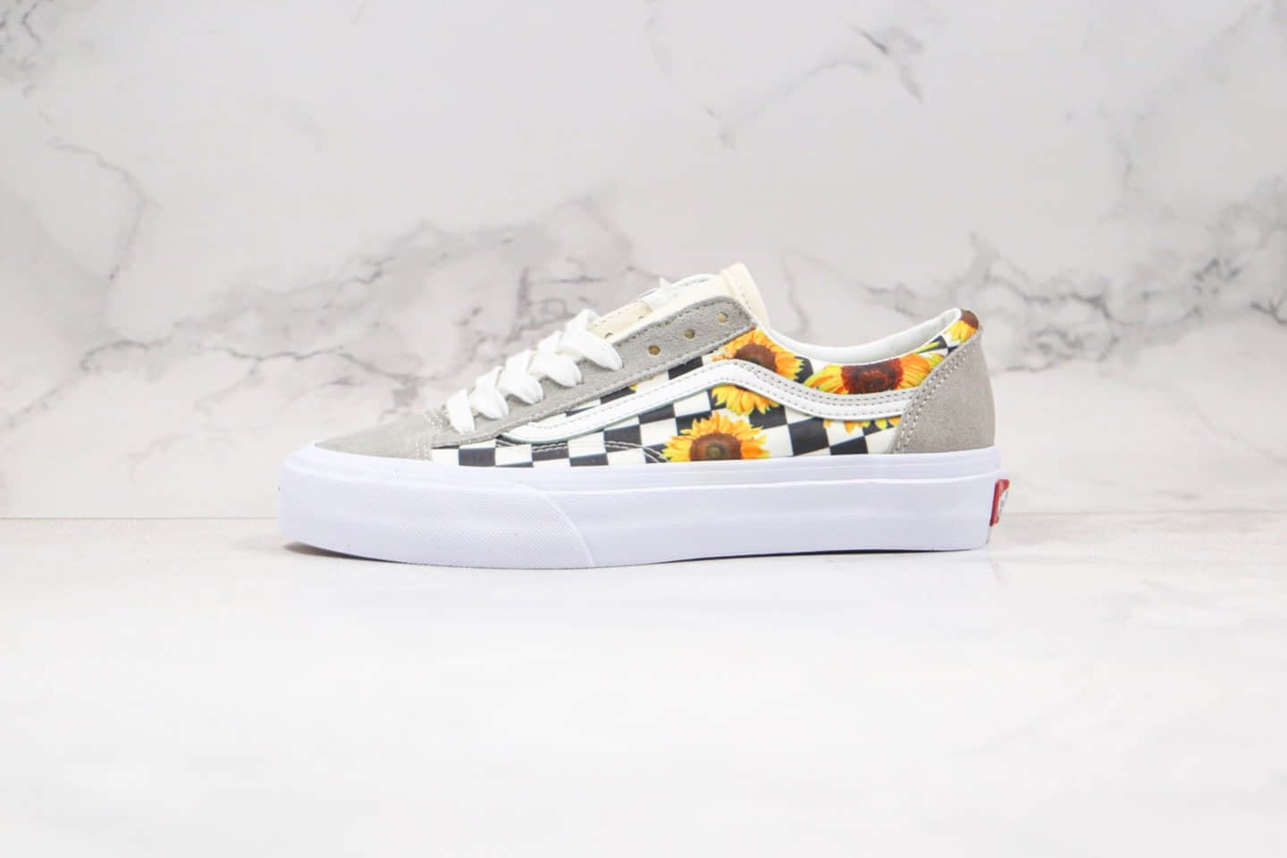 万斯Vans Style 36公司级版本低帮半月包头棋盘格子向日葵图案硫化板鞋原厂硫化大底内置钢印