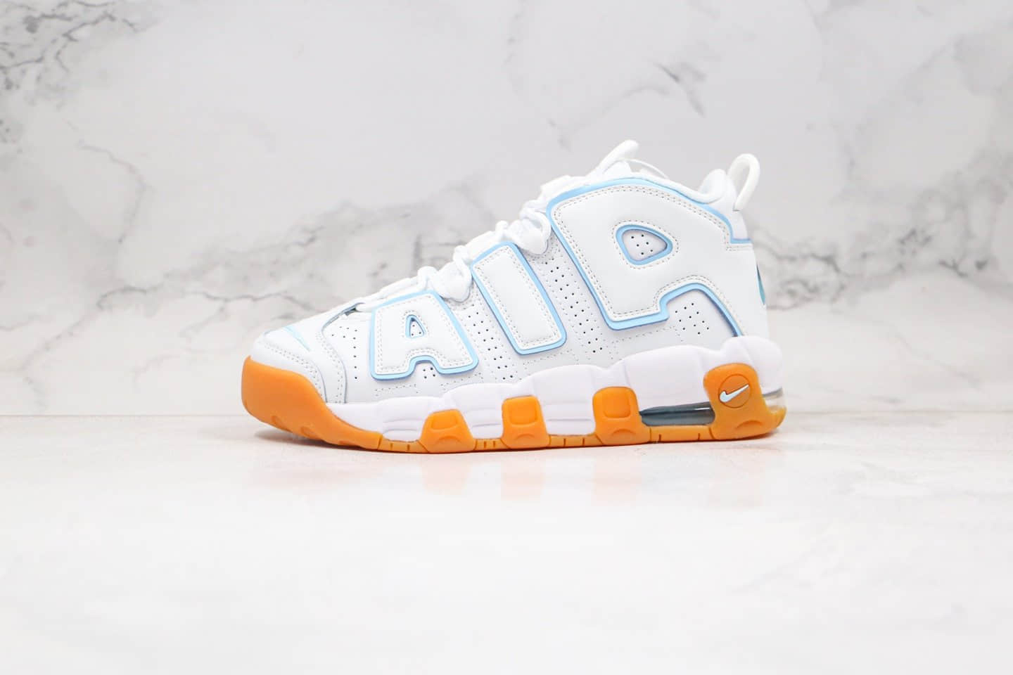 耐克Nike Air More Uptempo 96纯原版本皮蓬大R生胶白蓝色篮球鞋内置全掌气垫 货号：415082-107