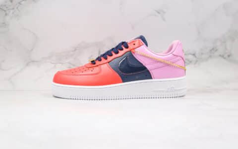 耐克Nike Air Force 1 Pastel White纯原版本低帮空军一号黑粉拼接色链条装饰板鞋内置全掌Sole气垫 货号：CZ8100-600