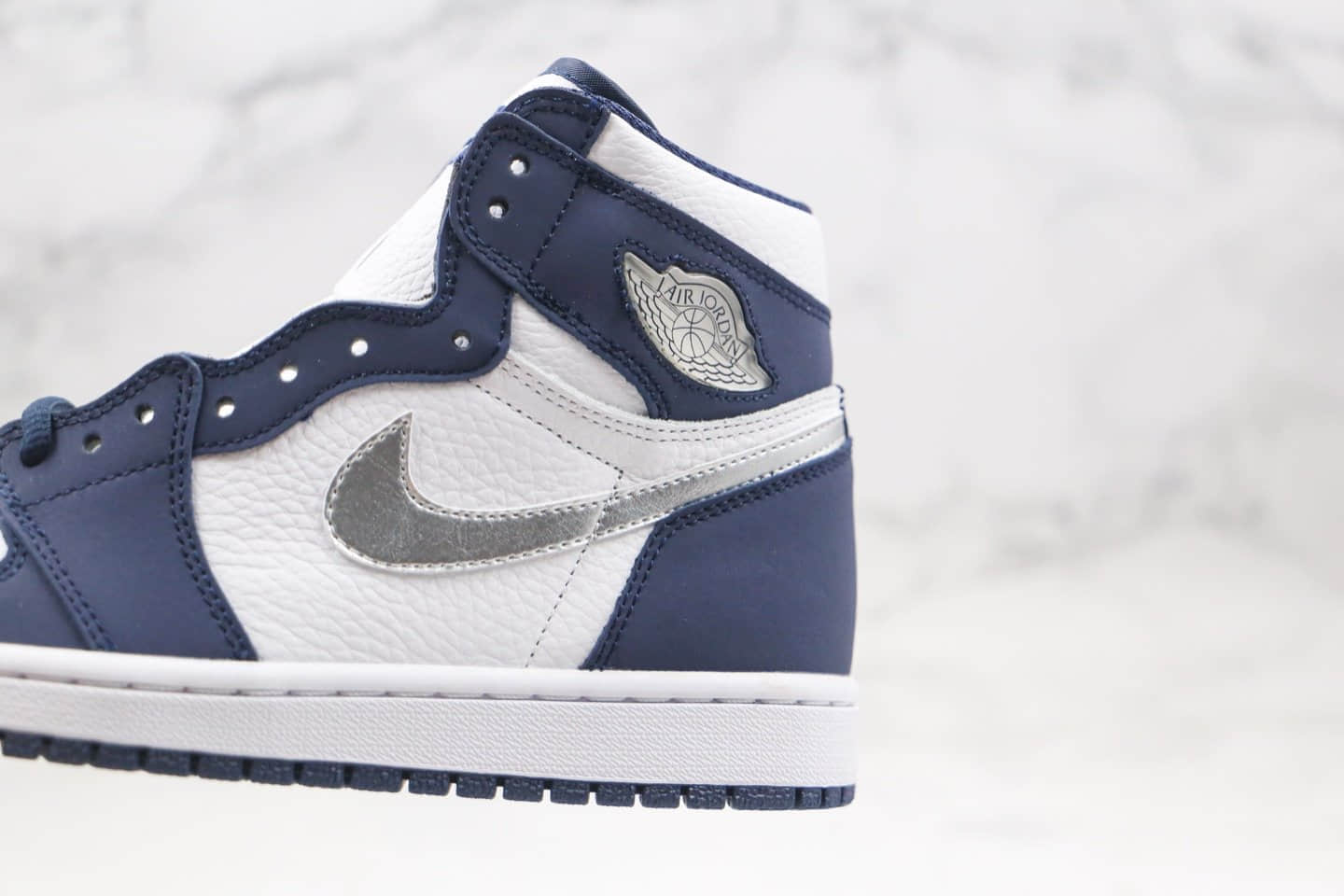 乔丹Air Jordan 1 Midnight Navy纯原版本高帮AJ1海军蓝银色篮球鞋正确后跟定型 货号：DC1788-100