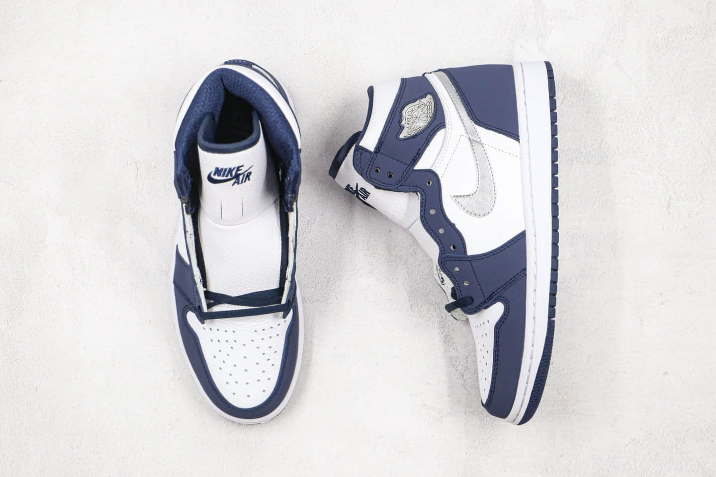 乔丹Air Jordan 1 Midnight Navy纯原版本高帮AJ1海军蓝银色篮球鞋正确后跟定型 货号：DC1788-100