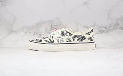 万斯Vans Authentic Family公司级版本低帮植物枫叶印花涂鸦黑白色板鞋原盒原标内置钢印