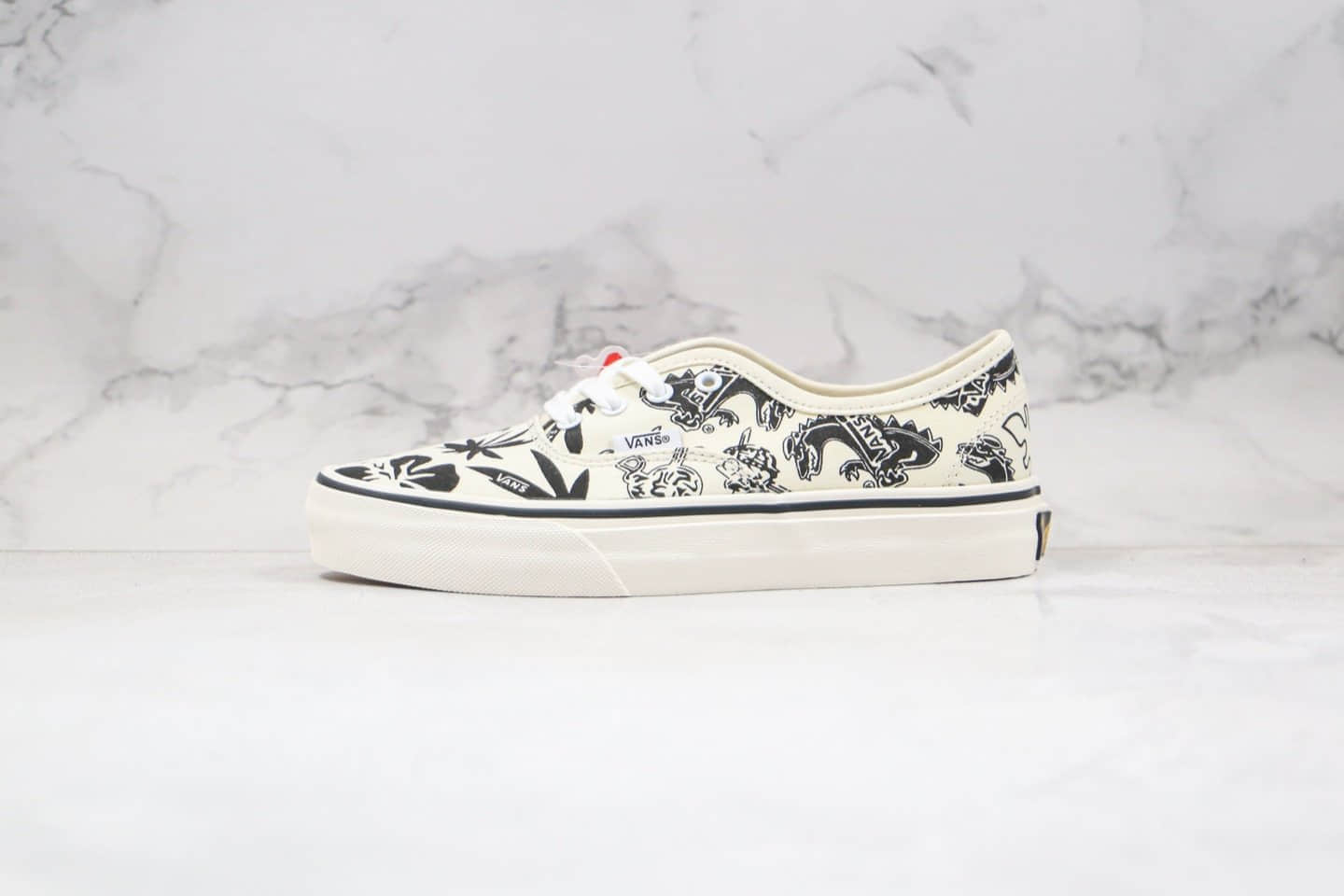 万斯Vans Authentic Family公司级版本低帮植物枫叶印花涂鸦黑白色板鞋原盒原标内置钢印