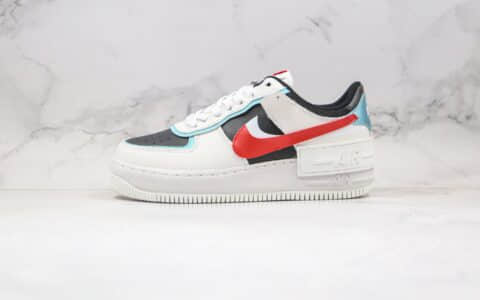 耐克Nike WMNS Air Force 1 Shadow纯原版本低帮空军一号马卡龙解构系列白红蓝色原楦头纸板打造 货号：DA4291-100