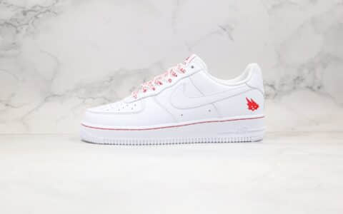 耐克Nike Air Force 1 Low x Travis Scott纯原版本低帮空军一号倒钩绝杀不死鸟刺绣限定版本白红色字母串标内置气垫 货号：CT9225-188