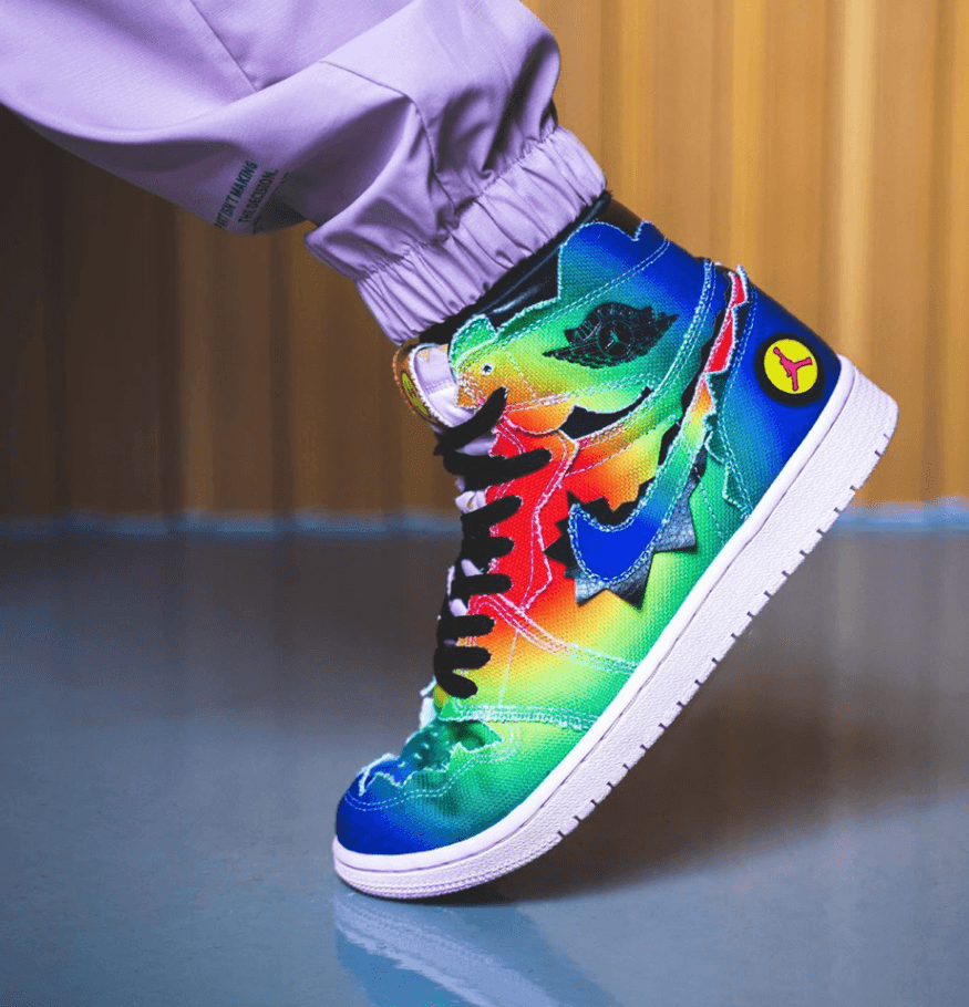 超吸睛扎染鞋面！J Balvin x AJ1上脚图释出！ 货号：DC3481-900