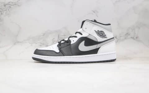 乔丹Air Jordan 1 Mid White Shadow纯原版本中帮AJ1白黑灰篮球鞋正确后跟定型 货号：554724-073