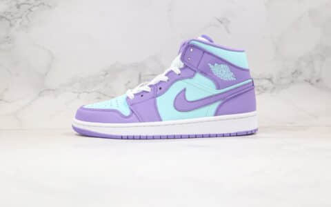 乔丹Air Jordan 1 Mid lncredible Hulk纯原版本中帮AJ1紫绿色内置Sole气垫 货号：554724-500