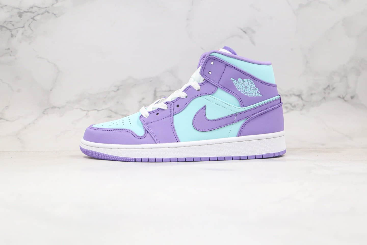 乔丹Air Jordan 1 Mid lncredible Hulk纯原版本中帮AJ1紫绿色内置Sole气垫 货号：554724-500