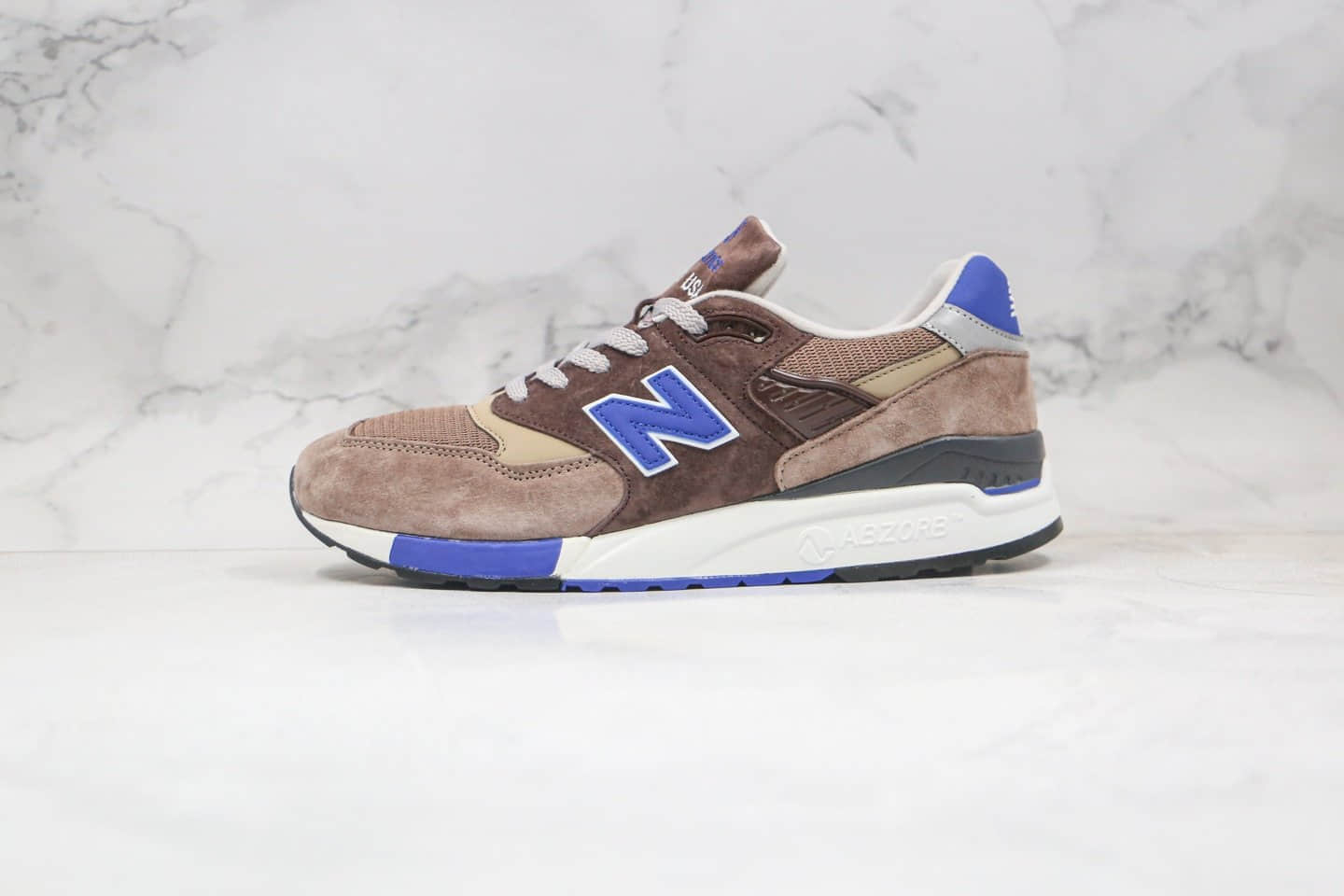 新百伦New Balance 998纯原版本复古老爹鞋NB998棕蓝色原盒原标原楦头纸板打造 货号：M998SBA