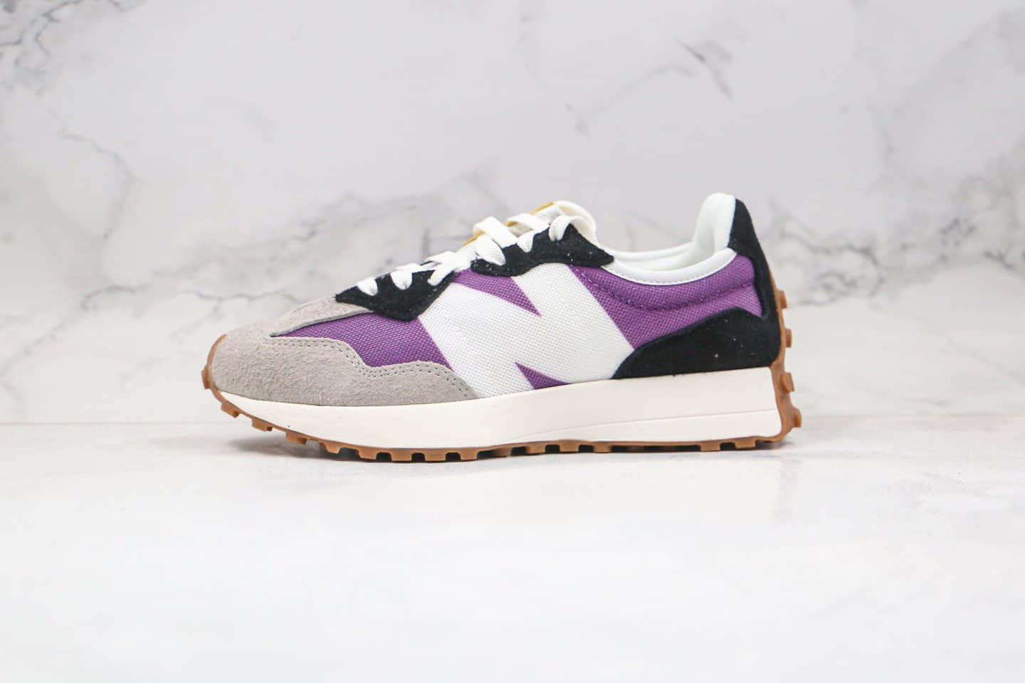 新百伦New Balance 327公司级版本复古慢跑鞋NB327灰黑紫色原盒原标原楦头纸板打造 货号：MS327COA