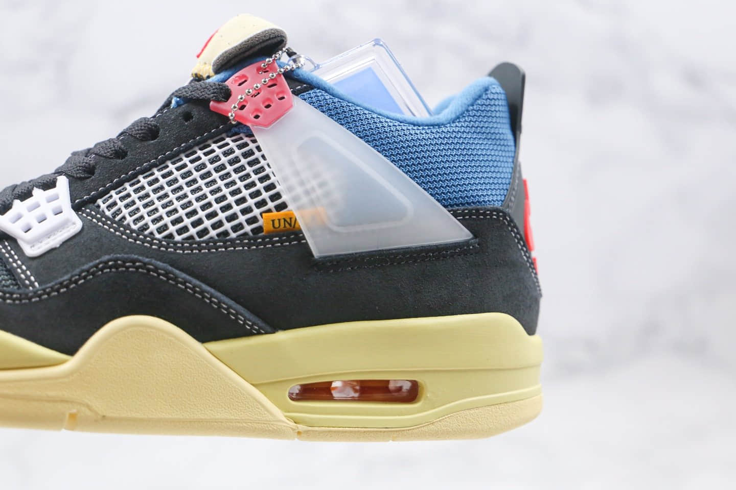 乔丹Air Jordan 4 Retro SP Off Noir x Union LA纯原版本洛杉矶联名款AJ4黑蓝红黄色篮球鞋原盒原标 货号：DC9533-001