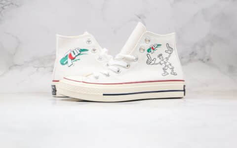 匡威7UP x Converse 1970s公司级版本七喜联名三星标帆布鞋白绿色蓝底双围条 货号：162056C