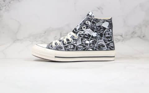 匡威Converse x 蜡笔小新联名公司级版本高帮板鞋涂鸦简笔画黑色原厂硫化 货号：168822C