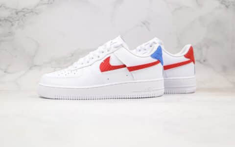 耐克Nike Air Force 1纯原版本空军一号低帮运动休闲板鞋鸳鸯断钩白红蓝色原楦原数据开发 货号：DC1164-100