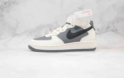 耐克Nike Air Force 1 '07纯原版本空军一号中帮板鞋白灰黑色原材打造内置气垫 货号：638130-009