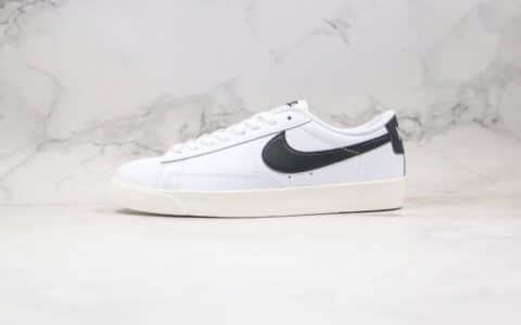 耐克Nike Blazer Low LE纯原版本低帮开拓者王一博同款白黑色板鞋内置NFC芯片扫描 货号：CI6377-101