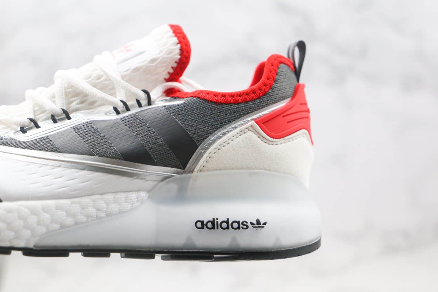 阿迪达斯adidas Originals ZX 2K Boost纯原版本易烊千玺同款爆米花缓震休闲运动跑鞋白黑红色区别市面通货 货号：FV2976