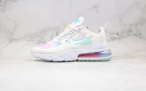 耐克Nike Air Max 270 React纯原版本气垫慢跑鞋白蓝紫色区别市面错误版本 货号：CK6929-100