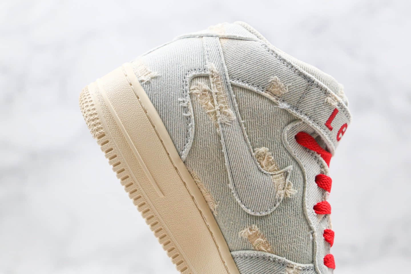 耐克Levi's x Nike Air Force 1 Low纯原版本李维斯联名空军一号丹宁水洗做旧AF1牛仔蓝色内置气垫 货号：651122-215