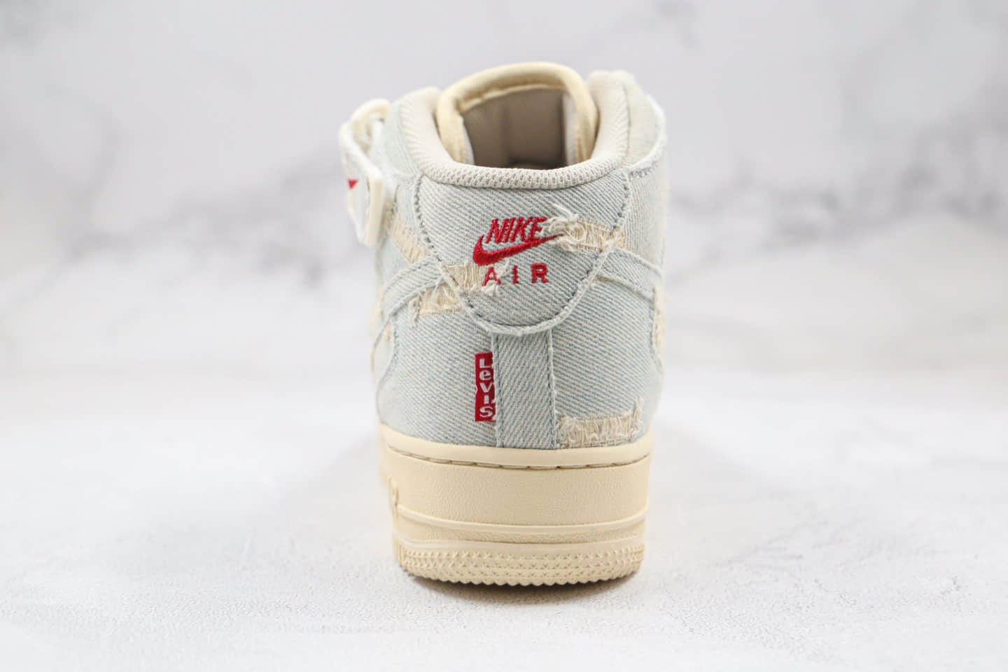 耐克Levi's x Nike Air Force 1 Low纯原版本李维斯联名空军一号丹宁水洗做旧AF1牛仔蓝色内置气垫 货号：651122-215