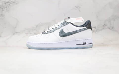 耐克Nike Air Force 1 '07 Grey Black纯原版本低帮空军一号迷彩格子白灰黑色拼接板鞋内置全掌Sole气垫 货号：DB1997-100