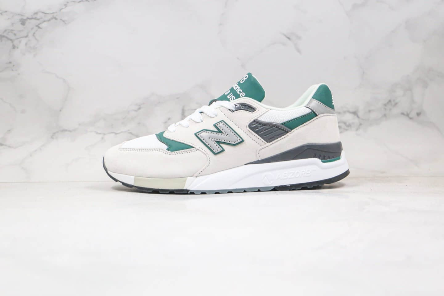 新百伦New Balance 998纯原版本复古慢跑鞋NB998白绿色原盒原标原档案数据开发 货号：M998XAD