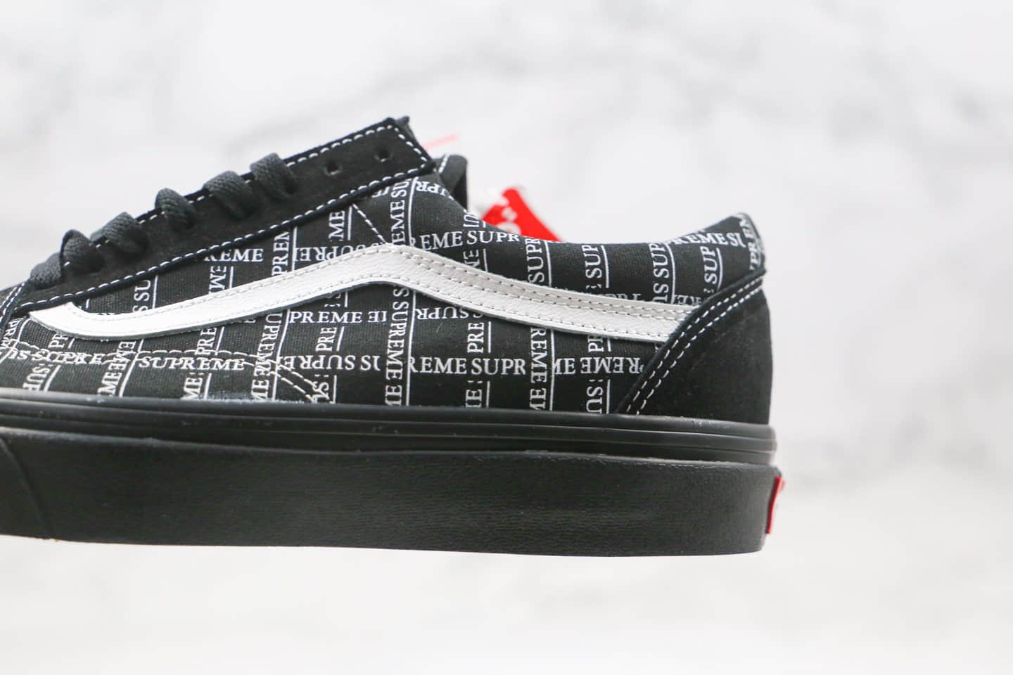 万斯Vans Old Skool Pro x Supreme联名款公司级版本低帮黑色SUP印花硫化板鞋原楦头纸板打造