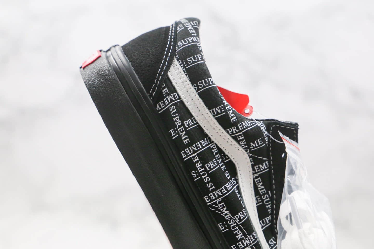 万斯Vans Old Skool Pro x Supreme联名款公司级版本低帮黑色SUP印花硫化板鞋原楦头纸板打造