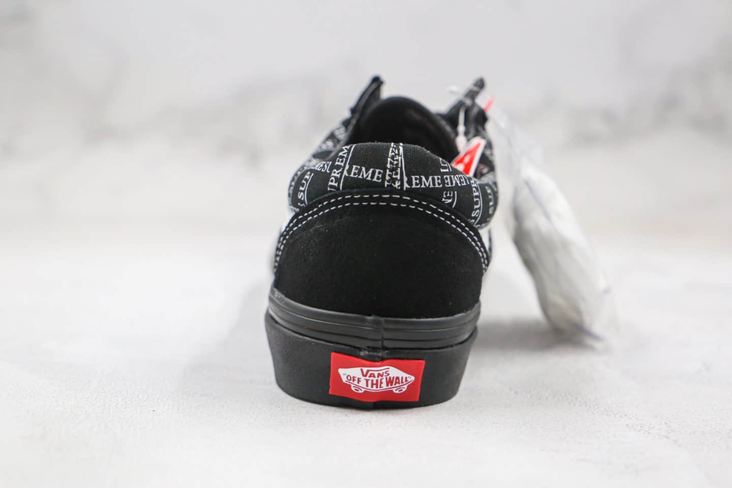 万斯Vans Old Skool Pro x Supreme联名款公司级版本低帮黑色SUP印花硫化板鞋原楦头纸板打造