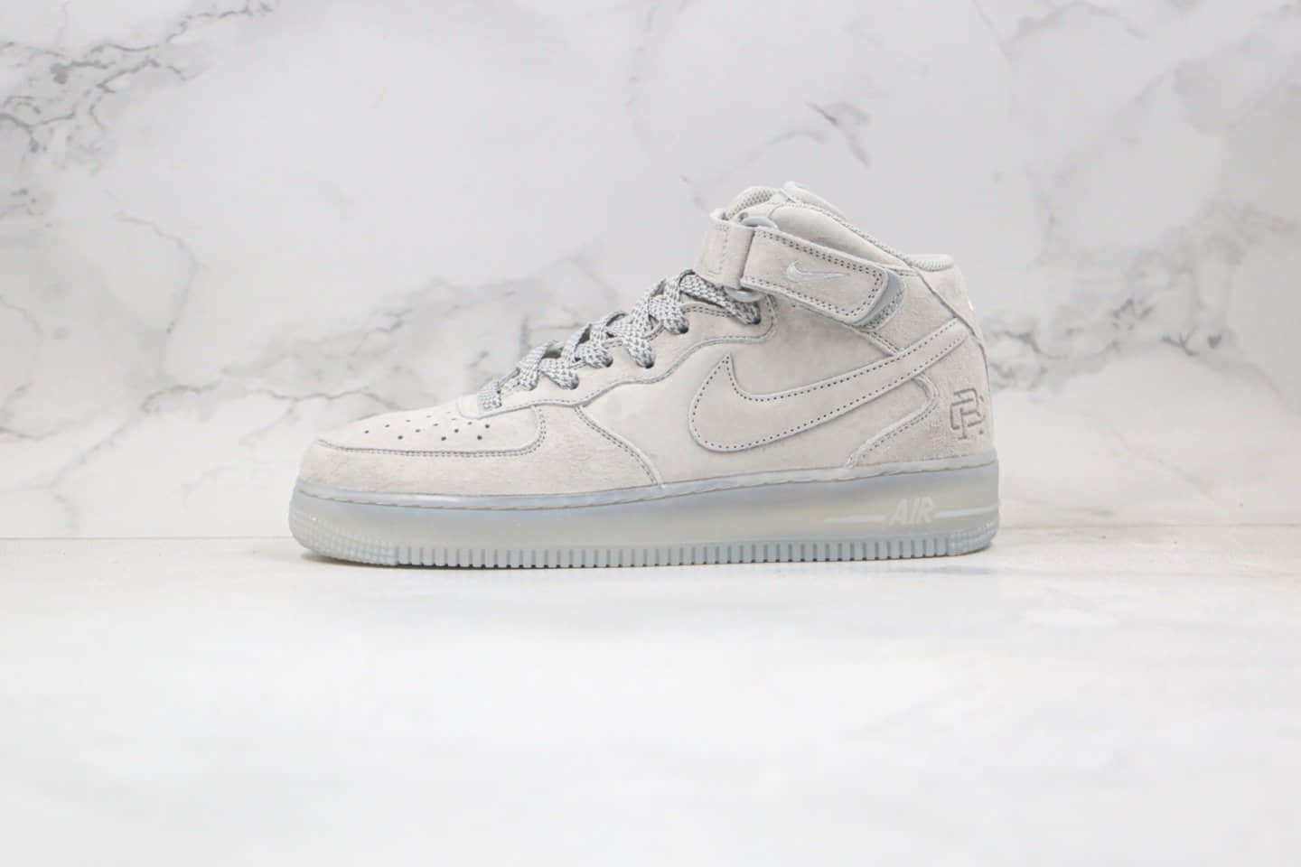 耐克Nike Air Force1 Mid x Reigning Champ纯原版本中帮空军一号卫冕冠军灰麂皮配色板鞋正确鞋面卡色 货号：GB1119-198