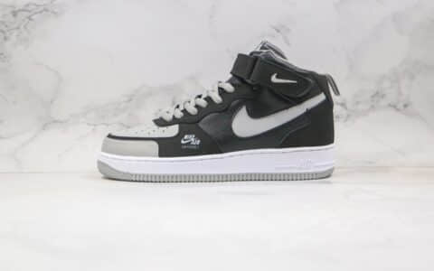 耐克Nike Air Force 1 Premium纯原版本中帮空军一号黑灰色荔枝皮纹板鞋内置全掌Sole气垫 货号：BQ6819-008