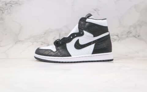 乔丹Air Jordan 1 WMNS Snake Swoosh Logo纯原版本高帮AJ1蛇纹白黑色正确鞋面材质 货号：555088-001