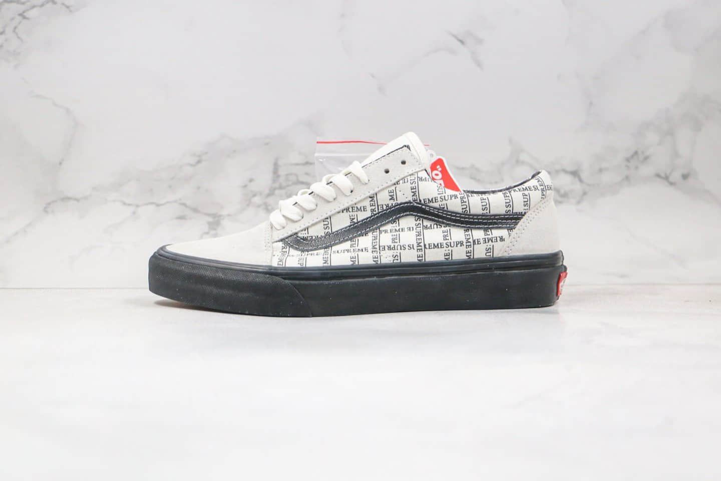 万斯Vans Old Skool Pro 2020 x Supreme低帮SUP联名款公司级版本白黑色格子硫化板鞋原盒原标