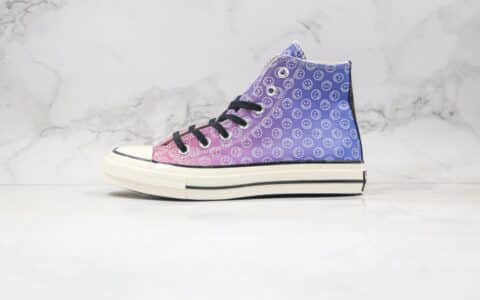 匡威Converse chuck70 Happy Camper公司级版本高帮渐变紫色笑脸硫化板鞋原楦头纸板打造 货号：167635C