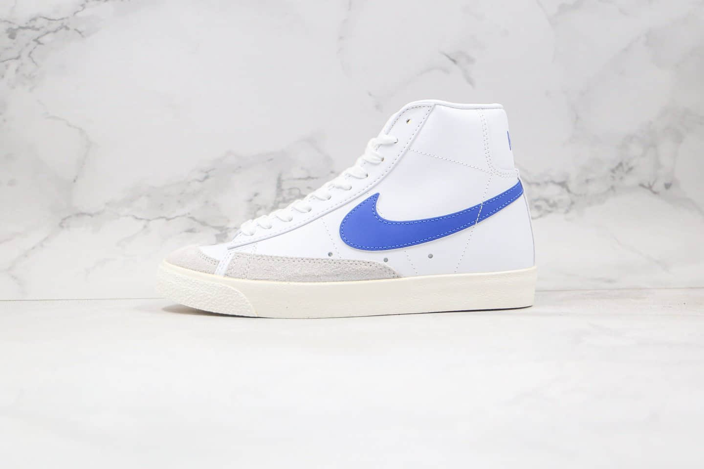 耐克NIKE BLAZER MID 77 VINTAGE纯原版本中帮开拓者白蓝色板鞋原档案数据开发 货号：BQ6806-103