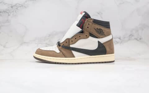 乔丹Air Jordan 1 High OG x Travis Scott纯原版本斯科特联名款高帮AJ1倒钩原楦头纸板打造正确后跟小蛮腰 货号：CD4487-100