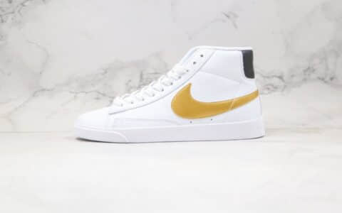 耐克Nike Blazer Mid Retro纯原版本中帮开拓者白黑金色板鞋原档案数据开发 货号：AV9375-107