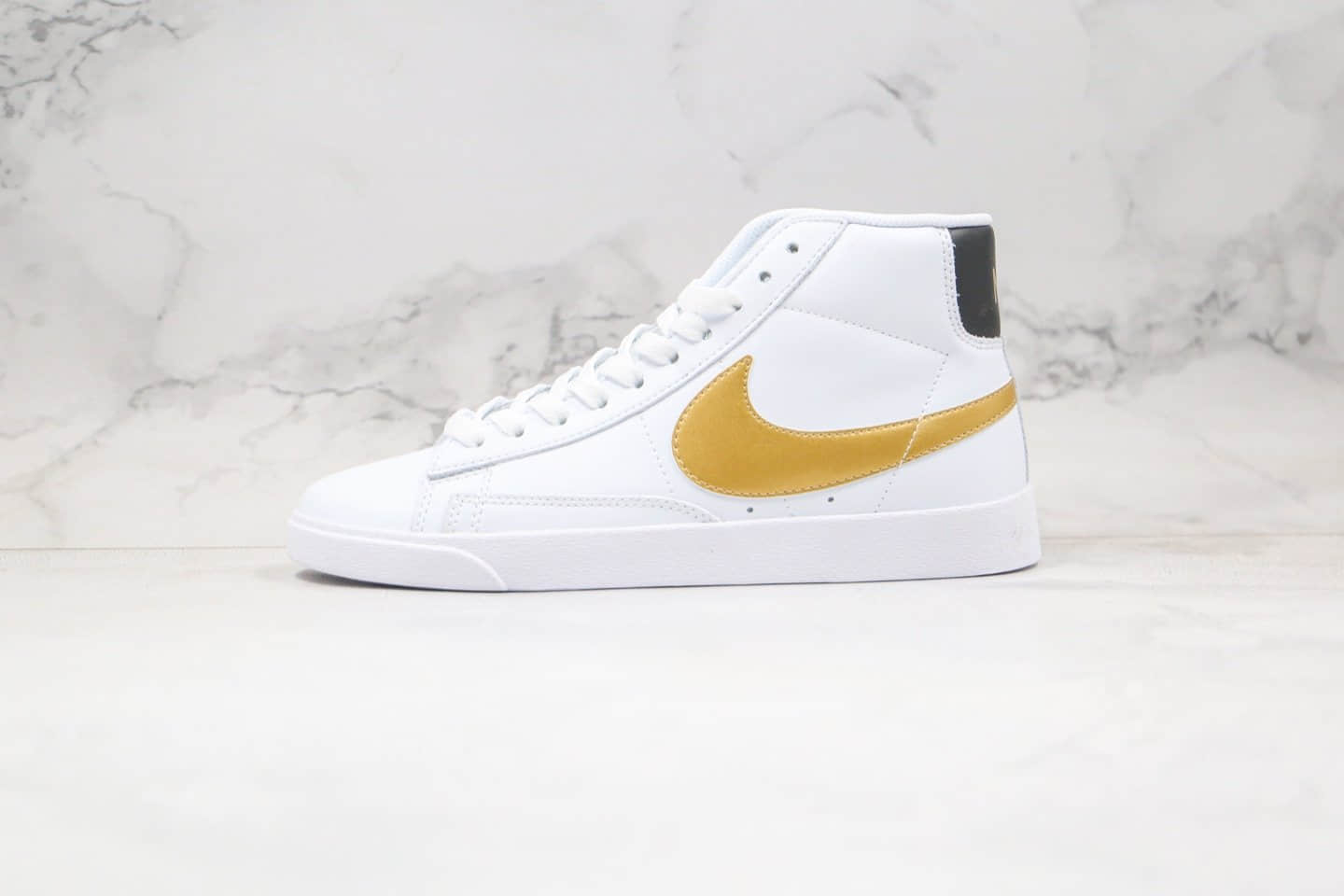 耐克Nike Blazer Mid Retro纯原版本中帮开拓者白黑金色板鞋原档案数据开发 货号：AV9375-107