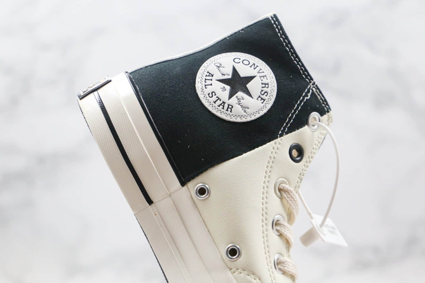 匡威Converse Restructured Chuck 1970 High White公司级版本高帮皮面白黑色补丁拼接解构硫化板鞋原盒原标 货号：168623C