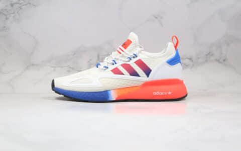 阿迪达斯adidas Originals ZX 2K Boost公司级版本易烊千玺同款爆米花缓震休闲运动跑鞋白橙蓝配色原盒原标 货号：FV9996