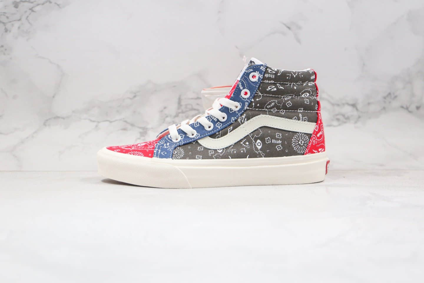 万斯Vans x Rhude Paisüxitley联名款公司级版本高帮腰果花硫化帆布鞋原盒原标原楦头纸板打造