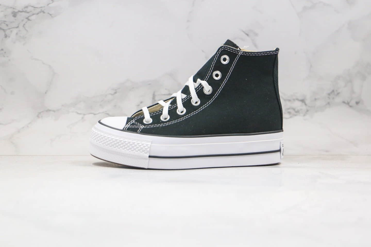 匡威Converse Chuck Taylor All Star Canvas Platform High Top公司级版本高帮厚底帆布鞋松糕鞋黑色超清洁度 货号：560845C