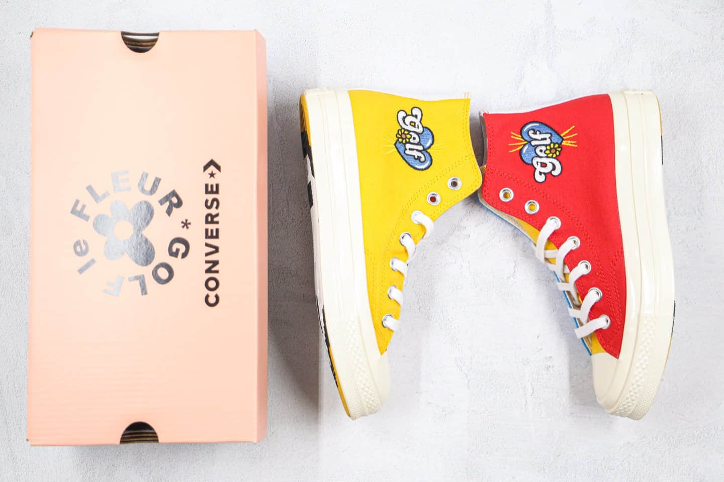 匡威Golf Le Fleur x Converse Chuck 70公司级版本小花联名高帮帆布鞋红蓝鸳鸯原楦开发 货号：169910C