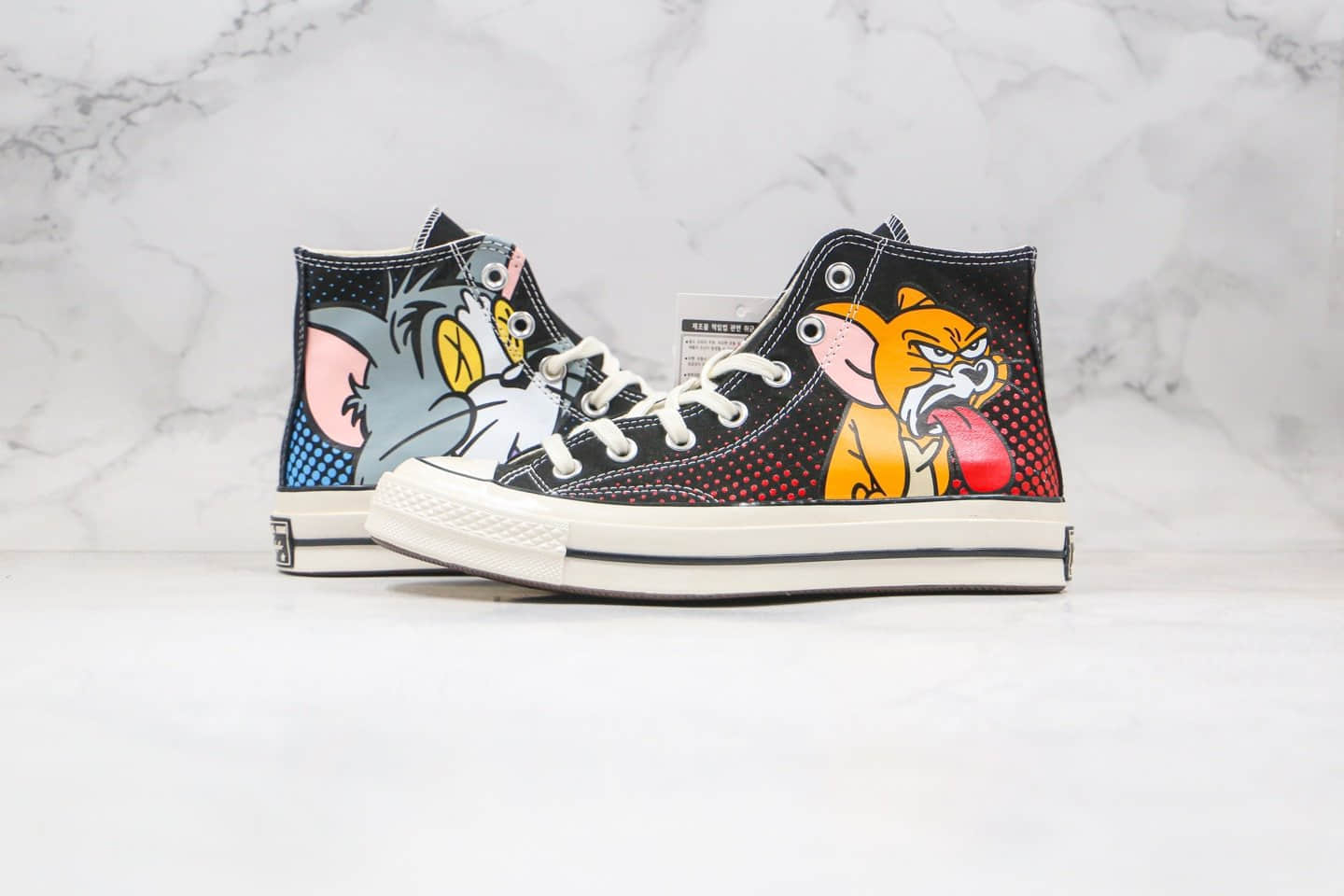匡威Tom & Jerry x Converse Chuck 70公司级版本猫和老鼠联名板鞋汤姆杰瑞蓝底双围条 货号：165635C