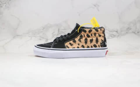 万斯Vans Sk8-Mid Supreme Velvet Leopard Black公司级版本中帮拼色麂皮板鞋黑豹纹原装硫化品质 货号：VN0A347UOPM